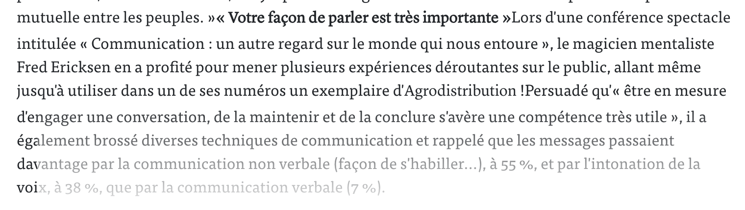 Fred Ericksen lors d’une conférence de mentalisme en entreprise